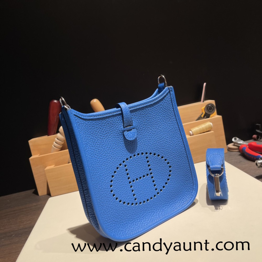 HERMES TPM Mini Evelyn Clemence J7 /Blue Lin