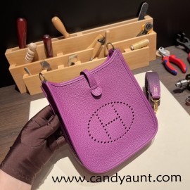 HERMES TPM Mini Evelyn Clemence 4Z /Gris Mouette SilverHardware  