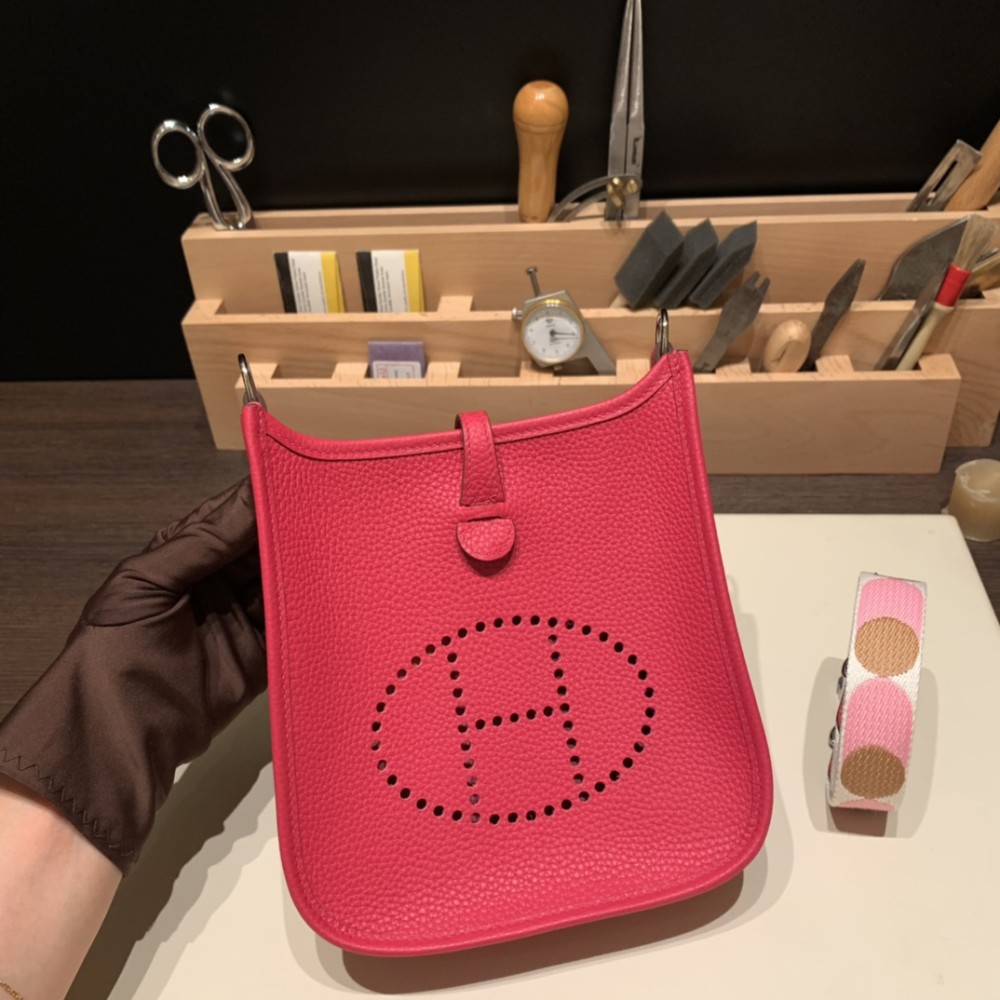 HERMES TPM Mini Evelyn Clemence 3I/Vert Criquet SilverHardware