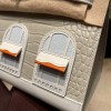 Birkin20 Crocodile Small House White Silver Hardware Phw  Faubourg sous la neige