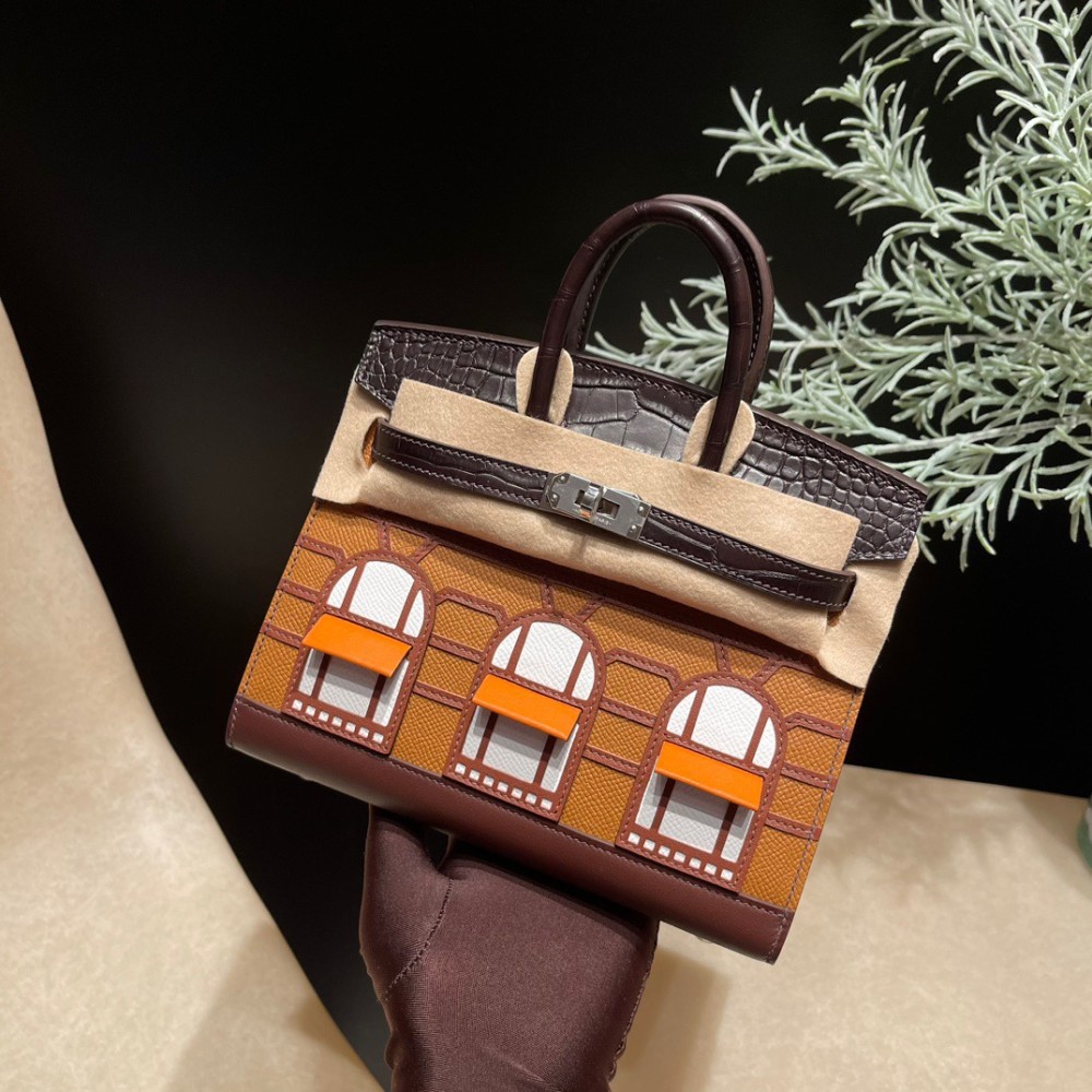 Birkin20Epsom & Crocodile Ck37 Golden Brown Silver Hardware Phw  Faubourg sous la neige