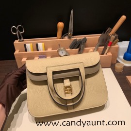 25cm Halzan CLEMENCE  TC  S2/Trench &  18/ Étoupe Grey  Gold Hardware Full Handmade