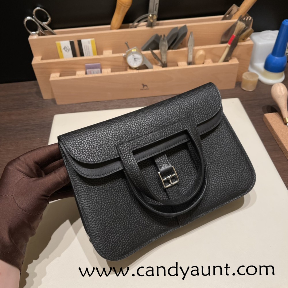 25cm Halzan CLEMENCE  TC  89/ Black (Noir)   Silver Hardware  Full Handmade