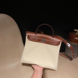 hebag 31 2WAY Herbag Zip 31 Twill Ash Canvas Material  Beige   Full Handmade