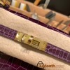 Hermes Kelly 25cm  sellier porous Crocodile 59 /Raisin Gold Hardware Full Handmade 001
