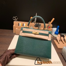 Hermes Kelly 25cm sellier Lizard 2Q /Vert Anglais Gold Hardware Full Handmade 005