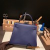Hermes Kelly 25cm evercolor M3/ Blue Encre& Framboise Silver Hardware  Full Handmade 013