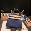 Hermes Kelly 25cm evercolor M3/Blue Encre& Framboise Gold Hardware Full Handmade 014