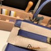 Hermes Kelly 25cm evercolor M3/Blue Encre& Framboise Gold Hardware Full Handmade 014