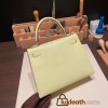 Hermes Kelly 25cm sellier Chevre R9 /Jaune Bourgeon Silver Hardware Full Handmade 016