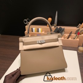 Hermes Kelly 25cm Jonathan 37/Gold Silver Hardware Full Handmade 017
