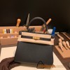 Hermes Kelly 25cm togo 89 /Black Gold Hardware Full Handmade 020