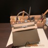 Hermes Kelly 25cm togo 18 /Étoupe Grey Silver Hardware Full Handmade 021