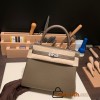 Hermes Kelly 25cm togo 18 /Étoupe Grey Silver Hardware Full Handmade 021