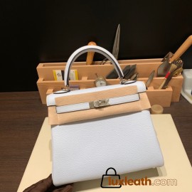 Hermes Kelly 25cm togo 7R /Azur Silver Hardware Full Handmade 023