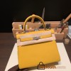 Hermes Kelly 25cm togo 9D /Jaune Ambre Silver Hardware Full Handmade 027