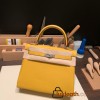 Hermes Kelly 25cm togo 9D /Jaune Ambre Silver Hardware Full Handmade 027