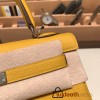 Hermes Kelly 25cm togo 9D /Jaune Ambre Silver Hardware Full Handmade 027