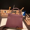 Hermes Kelly 25cm togo 57 /Bordeaux Silver Hardware Full Handmade 032