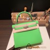 Hermes Kelly 25cm togo 6R/ Kiwi Silver Hardware Full Handmade 034