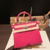 Hermes Kelly 25cm togo 0D/ Rose Mexico Silver Hardware Full Handmade 036