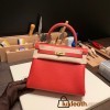 Hermes Kelly 25cm togo S3/Rouge Cœur Gold Hardware Full Handmade 040