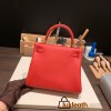 Hermes Kelly 25cm togo S3/Rouge Cœur Gold Hardware Full Handmade 040