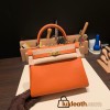 Hermes Kelly 25cm togo 93 /Orange Gold Hardware Full Handmade 042