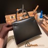 Hermes Kelly 25cm sellier box 89 /Black (Noir) Gold Hardware Full Handmade 043
