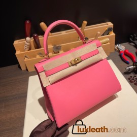 Hermes Kelly 25cm swift U5 /Rose Lipstick Gold Hardware Full Handmade 045