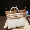 Hermes Kelly 25cm swift 01 /White (Blanc) Silver Hardware Full Handmade 047