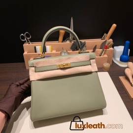 Hermes Kelly 25cm swift Q1 /Sauge Gold Hardware Full Handmade 048