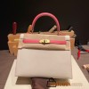 Hermes Kelly 25cm sellier swift 10 /Craie & 8W/ Rose Azalee Gold Hardware Full Handmade 050