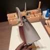 Hermes Kelly 25cm sellier Epsom touch 57/ Bordeaux & 8F/ Etain Gold Hardware Full Handmade 052