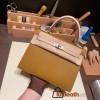 Hermes Kelly 25cm sellier Epsom touch U8 /Bronze Dore & P1 /Rose Eglantine Silver Hardware Full Handmade 054