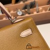 Hermes Kelly 25cm sellier Epsom touch U8 /Bronze Dore & P1 /Rose Eglantine Silver Hardware Full Handmade 054