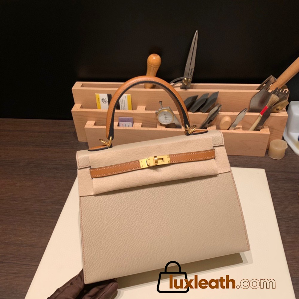 Hermes Kelly 25cm sellier Epsom touch S2 /Trench& ck37/ Gold Gold Hardware Full Handmade 056