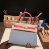 Hermes Kelly 25cm sellier Epsom touch J7 /Blue Lin& 9I/ Magnolia Gold Hardware Full Handmade 057