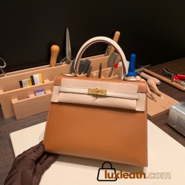 Hermes Kelly 25cm sellier Epsom touch 37/Gold& 10 /Craie Gold Hardware Full Handmade 059