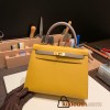Hermes Kelly 25cm sellier Epsom touch 9D /Jaune Ambre & M8/Gris Asphalt Gold Hardware Full Handmade 060