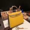 Hermes Kelly 25cm sellier Epsom touch 9D /Jaune Ambre & M8/Gris Asphalt Gold Hardware Full Handmade 060