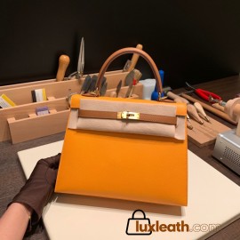 Hermes Kelly 25cm sellier Epsom touch 9H/ Soleil & 37 /Gold Gold Hardware Full Handmade 062