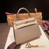 Hermes Kelly 25cm sellier Epsom 18 /Étoupe Grey Silver Hardware Full Handmade 064