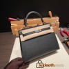 Hermes Kelly 25cm sellier Epsom 89 /Black (Noir) Silver Hardware Full Handmade 066