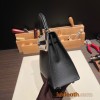 Hermes Kelly 25cm sellier Epsom 89 /Black (Noir) Silver Hardware Full Handmade 066