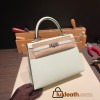 Hermes Kelly 25cm sellier Epsom 0S vertdeau Silver Hardware Full Handmade 067