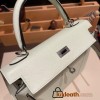 Hermes Kelly 25cm sellier Epsom 0S vertdeau Silver Hardware Full Handmade 067