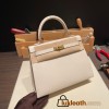 Hermes Kelly 25cm sellier Epsom 10 /Craie Gold Hardware Full Handmade 068