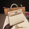 Hermes Kelly 25cm sellier Epsom I2 /Nata Silver Hardware Full Handmade 069