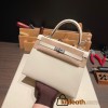 Hermes Kelly 25cm sellier Epsom I2 /Nata Silver Hardware Full Handmade 069